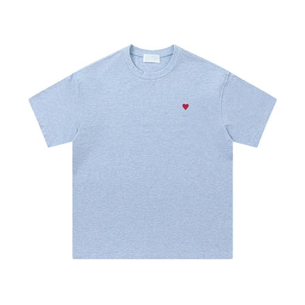 Cross-Border Am* Short-Sleeved Pure Cotton Embroidered Round Neck T-Shirt Summer Casual Loose Couple Wear Star Same Style Drop Shipping