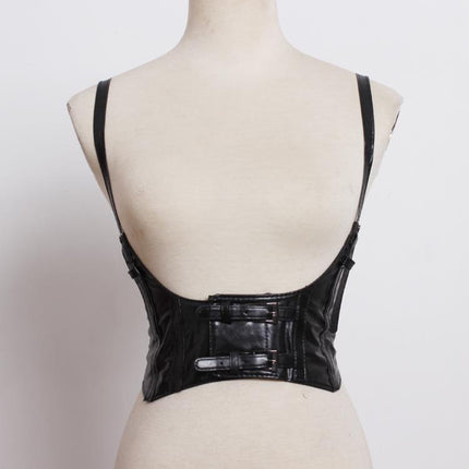 All-match decorative vest strap elastic wide belt women's leather vest camisole waist seal lolita
