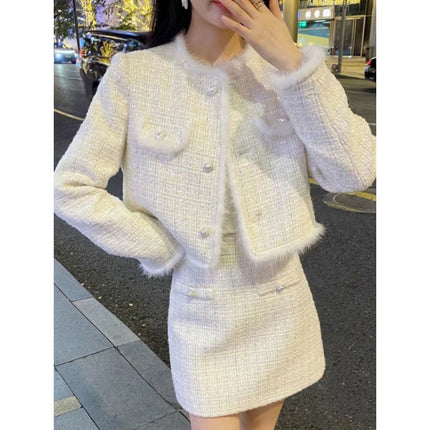 Thickened Small Fragrant Style suit Coat Women's Autumn and Winter 2024 New Arrival Small Autumn and Winter Goddess Wear Two-Piece Set