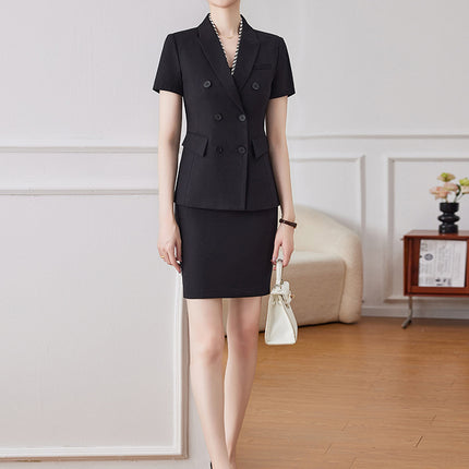 Hotel Front Desk Work Clothes Female Summer Short-sleeved Suit Gold Shop Stewardess Uniform Business Wear suit Lobby Manager Summer