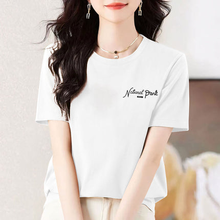 pea green Cotton Short-sleeved T-shirt Women's Colorful Multi-color Optional Summer New All-match Age-reducing Western-style Loose Top