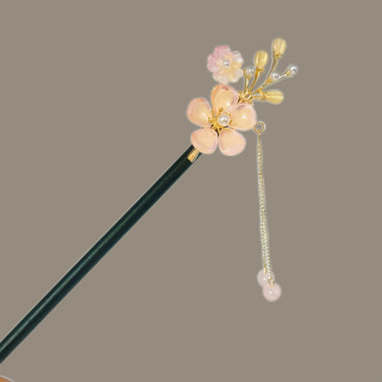 Antique Flower Hairpin Women's Wooden Hairpin Chinese High-end Hair Accessories Hairpin Hanfu Disc Hair Headwear Hairpin Step-by-step Hairpin Hairpin
