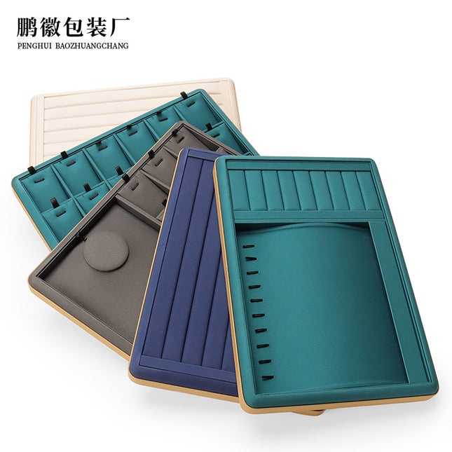 Counter Leather Jewelry Tray High-End Jade Pendant Tray Ring Storage Tray Jewelry Display Stand Live Broadcast Props