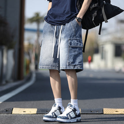 Men's Summer New American-Style Loose Straight Denim Shorts Cargo Pants Mid-Length Shorts
