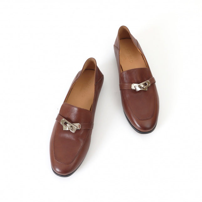 Lock Retro Square Head Horse Leather Shoes Slip-on Loafers Women's 930 Leather Shoes