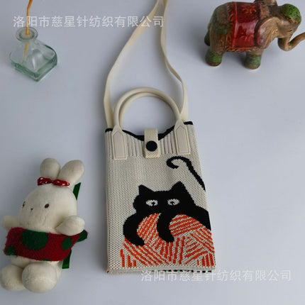 Girl's Heart-Shaped Knitted Crossbody Bag