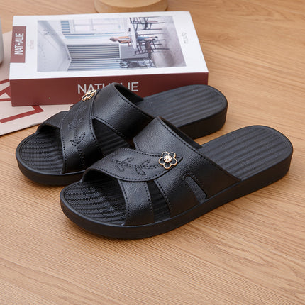 Mid-Soled Slippers for Women's Summer Outer Wear, Fashionable Soft-Soled Versatile Non-Slip Bathing Home Ladies' Middle-Aged and Young Mother's Shoes