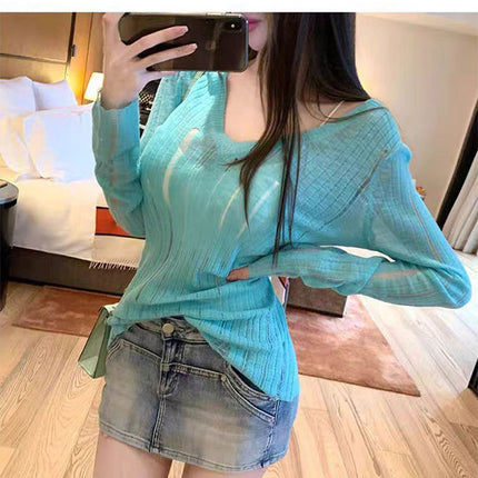 Chill Qiaoer Han Man's Exclusive Washed light blue Denim Bag Hip Skirt Pants