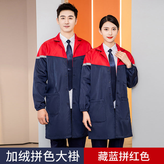 Color-Blocked Coats, Labor Protection Smocks, Aprons, Men's and Women's Work Clothes, Spring and Autumn Long Warehouse Workers' Anti-Pollution Clothes Wholesale