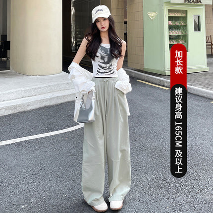 Wide-Leg Pants for Women Summer 2025 New Petite Straight Pants Loose High-Waisted Drape Floor-Length American-Style Cargo Pants