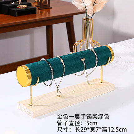 Jewelry Display Stand Golden Solid Wood Three-Layer Watch Bracelet Bracelet Rack Counter Jewelry Props Storage