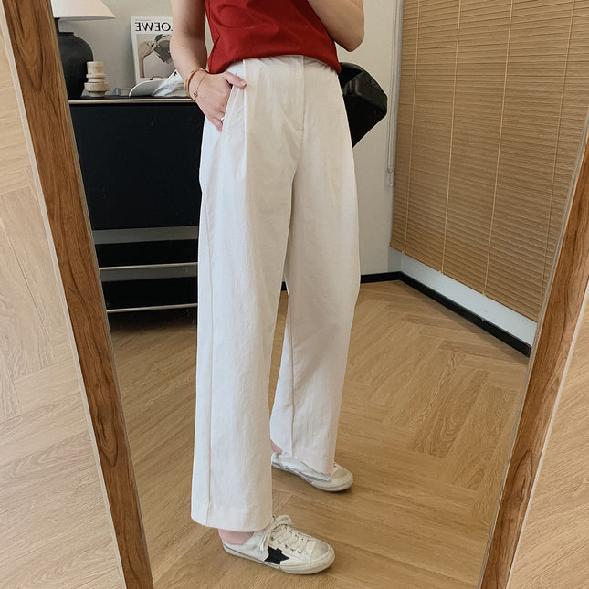 Origami Pants! Imported Super Cotton Slightly Wrinkled Paper-Feel Hip-Covering Straight Casual Pants!