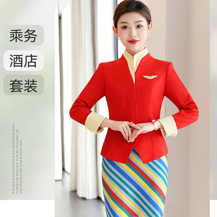 [Stewardess Uniform] Air South China Airlines Professional Wear Women's Suit Set Autumn and Winter Suit Set Workwear Skirt Suit