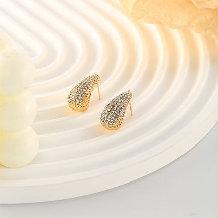 Trendy Rhinestone Earrings for Women, European and American Style, Exaggerated Full Diamond-Studded Teardrop-Shaped Earrings, Elegant and Luxurious High-End Earrings Wholesale