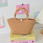 Khaki twist bag-pearl buckle