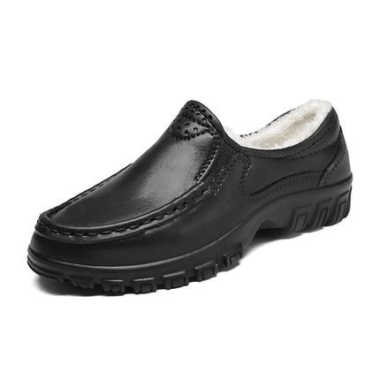 Explosions Winter Cotton Shoes Men's Light fleece-lined Casual Leather Shoes Men's Cross-border Slip-on fleece-lined Driving Shoes Garden Shoes