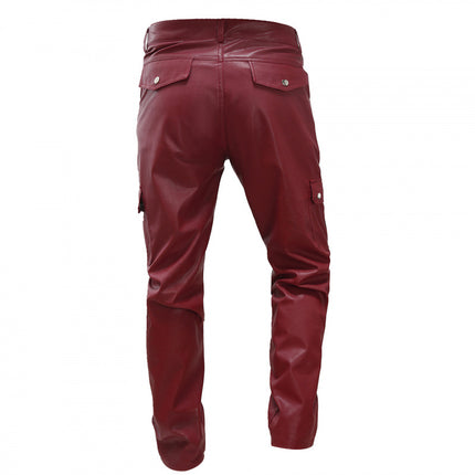 2024 Cross-Border Hot-Selling Wish Hot-Selling European and American Color Pu Strap Casual Men's Leather Pants Pk01
