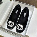 Black 113-8 double ring buckle shoes / 34