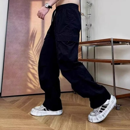 American Retro New Loose Casual Pants Men's Trendy Versatile Pants Summer Thin Drape Wide-Leg Floor-Length Trousers