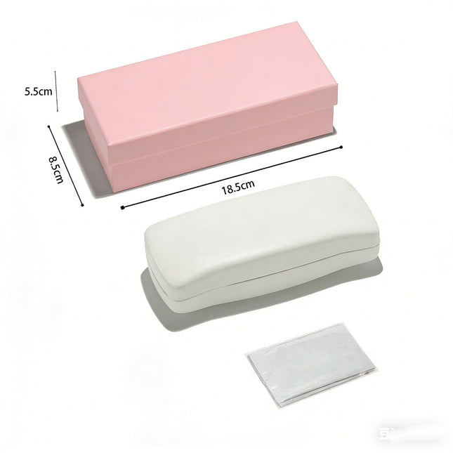 Black and White Iron Box V Glasses Case Imitation Cowhide Metal Sunglasses Case Flip-top Anti-stress Sunglasses Storage Glasses Case