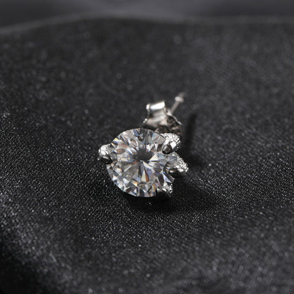 Light Luxury All-match S925 Silver Moissanite Dragon Claw Earrings for Men and Women with High-end Sense Instagram Style Fashionable Distinctive Earrings