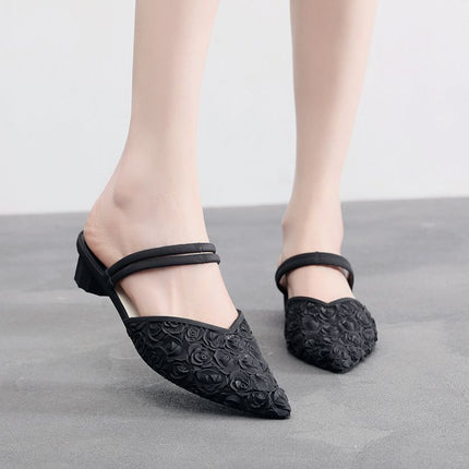 New pointed toe slippers women's summer wedge casual waterproof mid heel non-slip beach sandals women's fashion dual-use women's shoes
