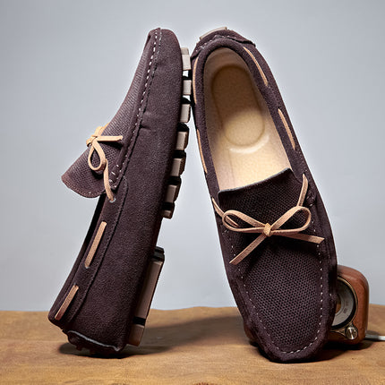 Foreign Trade Hot-Selling Summer New Products Lazy Soft-Soled Slip-On Beanie Shoes Men's Suede Leather Driving Casual Shoes