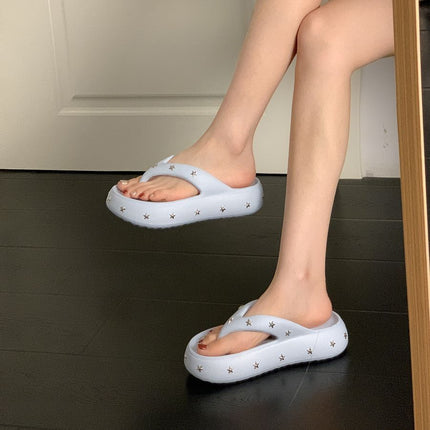 Fairy-Style Thick-Soled Flip-Flops for Women 2026 New Summer Outdoor Wear Height-Increasing Beach Anti-Slip Seaside Sandals