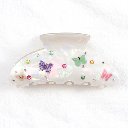 Baoguang spring and summer jewelry butterfly printing super fairy with diamond clip acrylic hair accessories girl simple hair clip