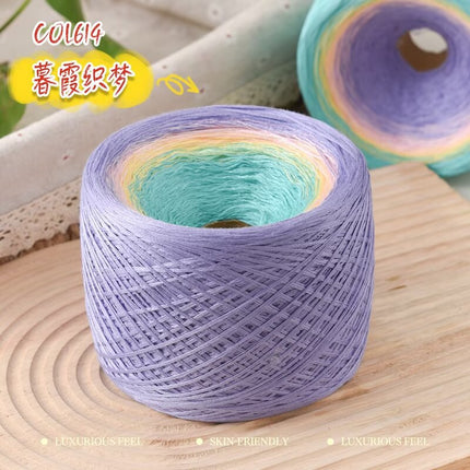 mercerized cotton hand-wound mixed strand cake line gradient long dyed hand-woven shawl blanket crochet wool 300g
