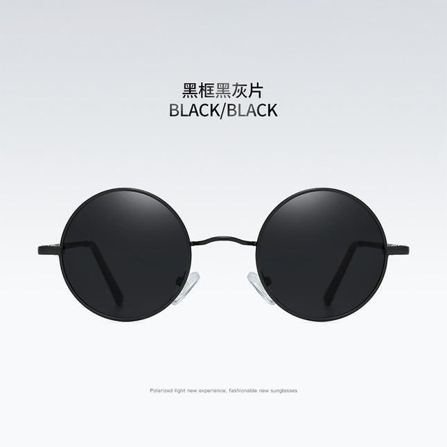 801 Hong Kong Style Small Round Mirror Retro Polarized Sunglasses for Women Prince Mirror Spring Leg Sunglasses for Men Wholesale