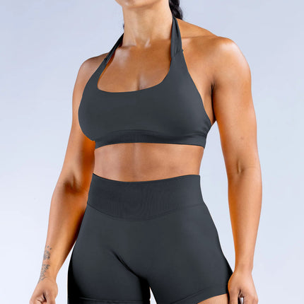 Macaron Color Women's Sports Suit Fitness Quick-Drying Slim Yoga Pants Oblique Shoulder Strap Chest Pad Sports Bra Ready for Sale