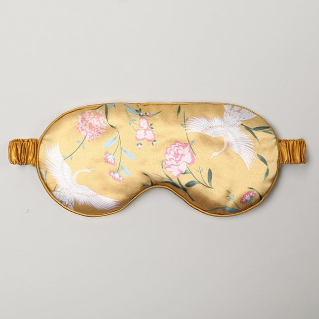 Mulberry Silk Eye Mask, Ice Silk Imitation Silk, Chinese Style Color, Satin Silk Light-Blocking Eye Mask for Sleep, Printed, in Stock Wholesale