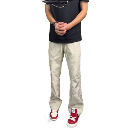 American-style Machete Cutting Crock Pants Boys Autumn Fashion Brand Loose creamy-white Pants High-grade Casual Straight Pants