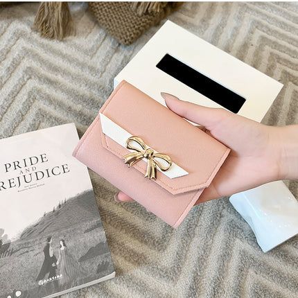 Foreign Trade Wholesale Women's Color-Blocked Bowknot Multi-Card Slot Coin Purse 2025 Korean Style Summer and Autumn New Mini Wallet