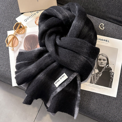 Scarf Women's Winter 2024 New Cashmere Knitted Thickened Scarf Ankora Red White Warm Student Wholesale