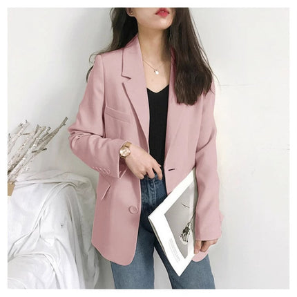 Commuting Style Blazer for Women 2025 Korean Version Spring and Autumn Loose Long-Sleeved Suit Jacket Versatile Korean Style Commuting