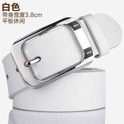 Extended Men's Leather Belt with Pin Buckle, Fashionable Versatile Wide Waist Belt, Designer Niche Black Korean Style Casual