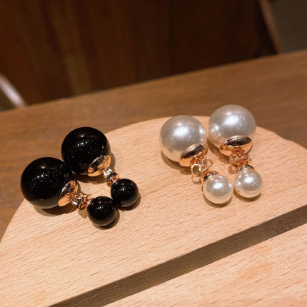 New Korean style star with fashion pearl earrings sweet temperament girl earrings double-sided pearl multi-wear method
