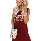 Wine red dress (color picture white characters) / S