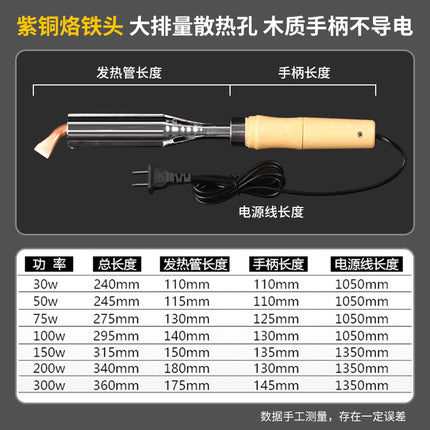 High Power Wooden Handle Electric Soldering Iron Tool suit Luotie Soldering Tin Household Electric Soldering Pen Electronic Maintenance Welding Professional Grade