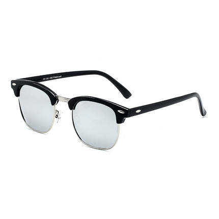 Classic sunglasses retro rice nail half frame sunglasses fashion color film reflective glasses cross-border manufacturers wholesale