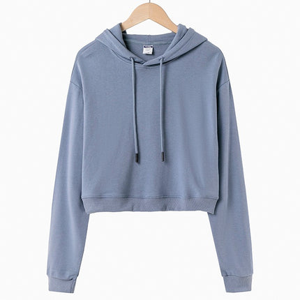 Short W Fashion Crop Top with Hooded Design for Dance Studio Tiktok Live Streaming, Cotton Cross-Border European and American Style Top