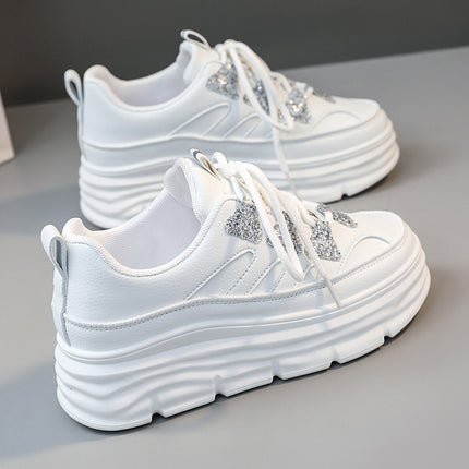 Small white shoes women's shoes 2024 new spring and summer increased breathable thick-soled casual sports muffin board shoes for women