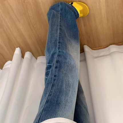 American Retro Flared Jeans for Women, Autumn New Style, Plus-Size, Pear-Shaped Figure, High-Waisted, Slimming Straight-Leg Pants