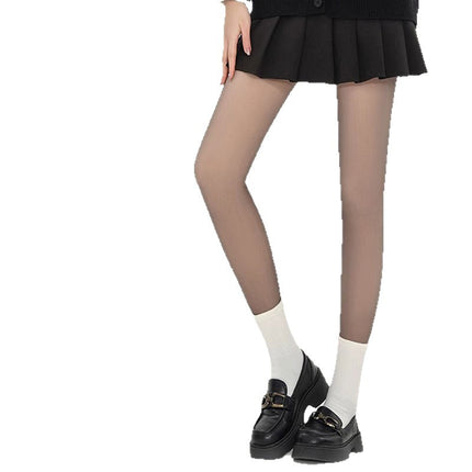 Double-Layer Bare-Leg Effect Women's Autumn and Winter Ultra-Natural Thermal Leggings Realistic Nude Color Fleece-Lined Thick Pantyhose