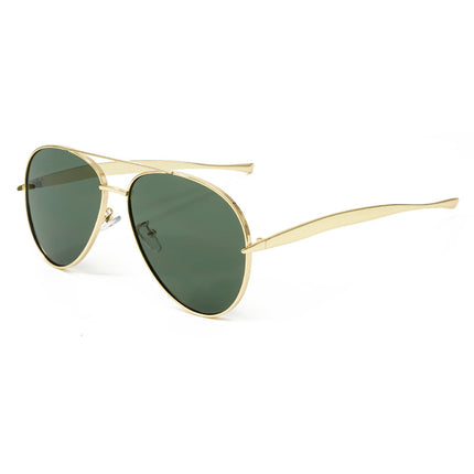 New Metal Double Beam Sunglasses Men's Fashion Advanced Pilot Goggles Driving Anti-UV Glasses
