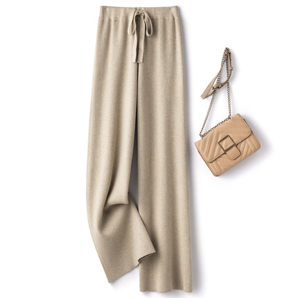Autumn and Winter New Wool Wide Leg Pants Women's Elegant High Waist Loose Pendant Slimming Casual Pants Thickened Floor Pants