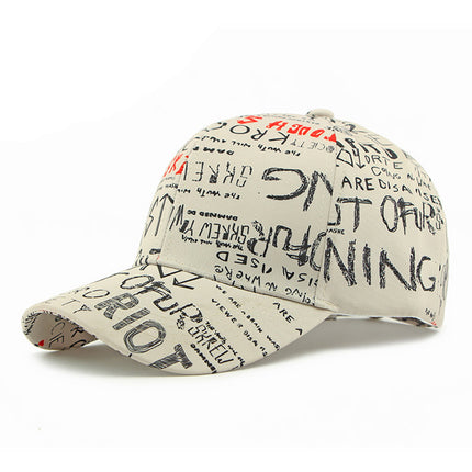 Women's Spring and Summer Sun Protection Visor Hat, Fashionable Ripped Graffiti Print Letter Baseball Cap, Men's Hard Brim Cap