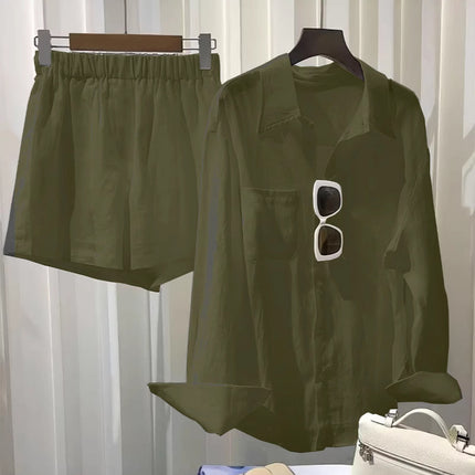 Single Piece/Complete Set 2025 Southeast Asia New Suit Cotton and Linen Shirt Shorts Casual Two-Piece Set Wholesale